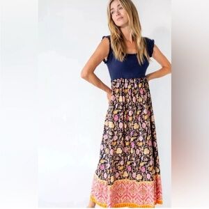 Natural Life Dress Elsa Maxi Boho Peasant Hippie Floral Cottagecore M